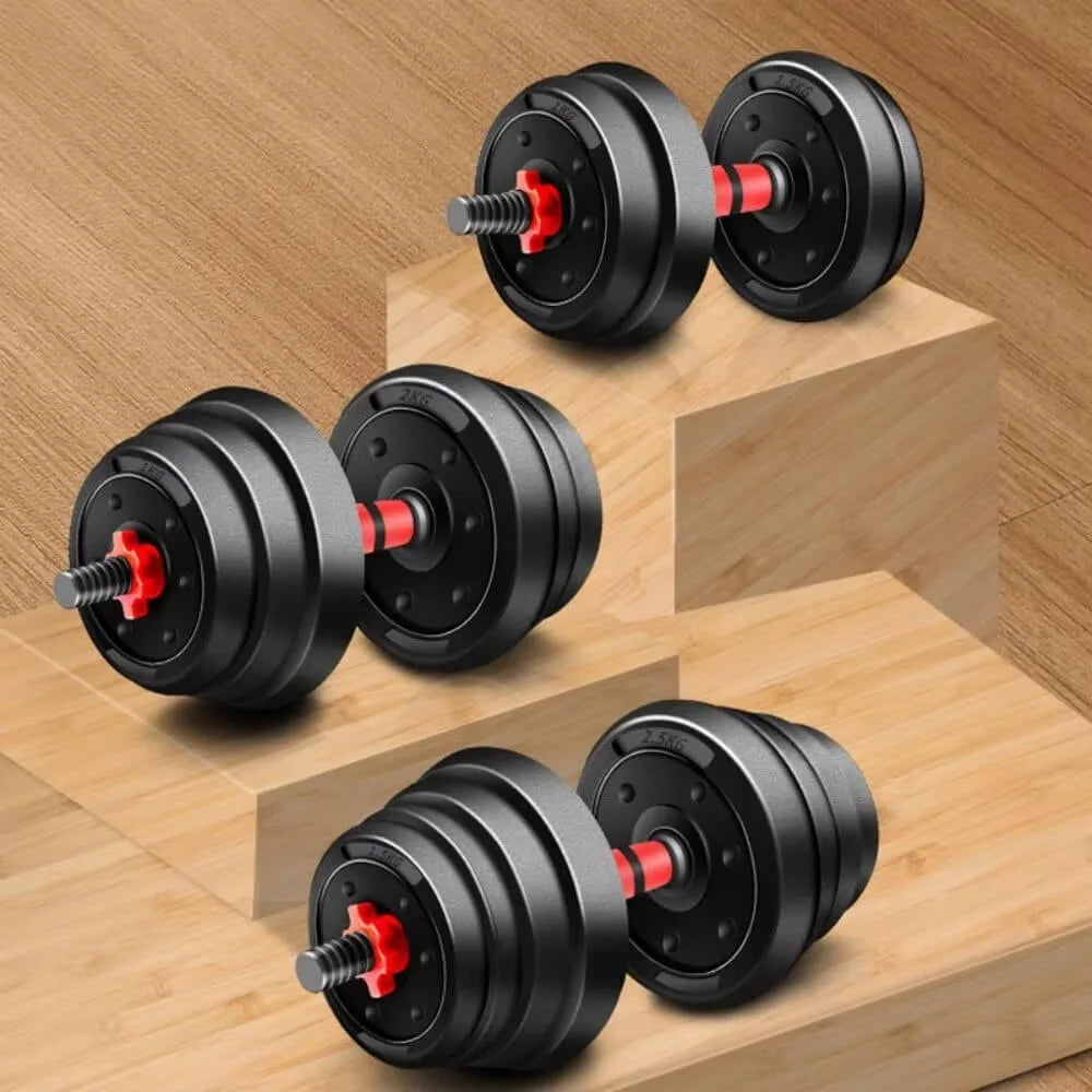 3-in-1 Adjustable Dumbbells — Complete Home Gym Barbell Kit