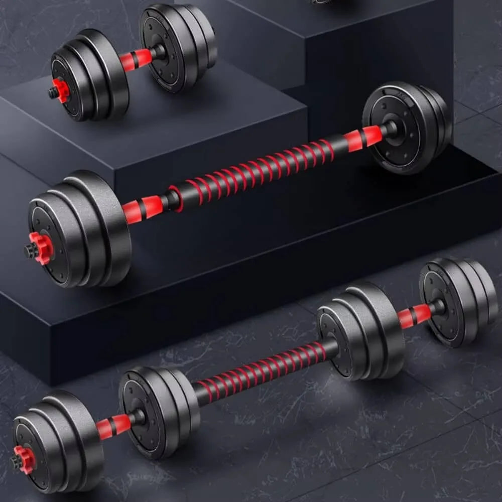 3-in-1 Adjustable Dumbbells — Complete Home Gym Barbell Kit