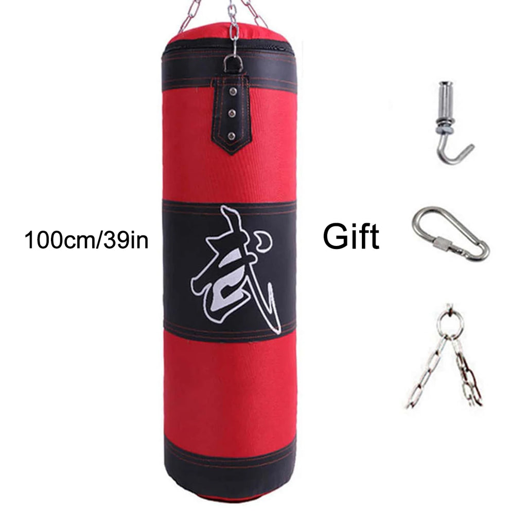 Boxing Punch Bag with Steel Chain and Hook — 100 and 120cm | MMA and Muay Thai