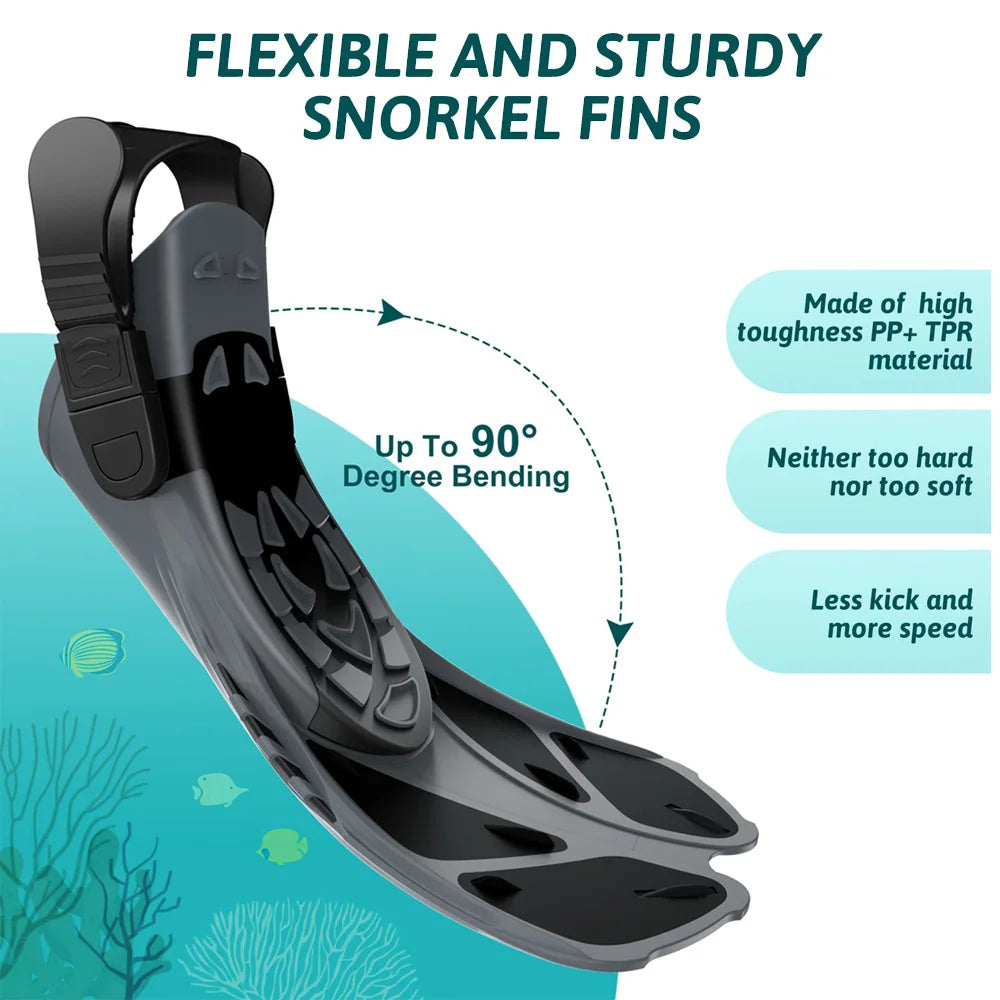Aletas de Snorkel Ajustables — Silicona, Tacón Abierto, Adultos