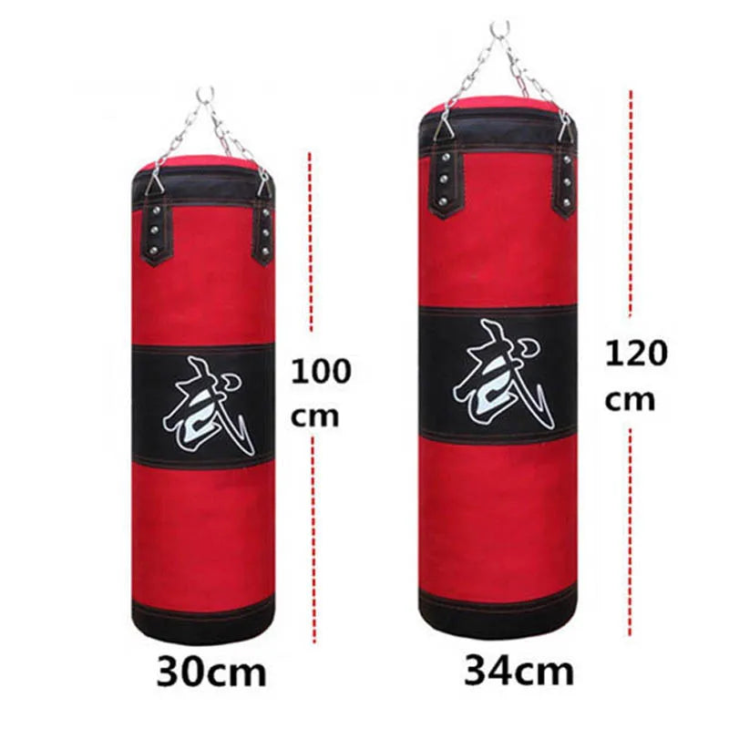 Saco de Boxeo con Cadena de Acero y Gancho — 100 y 120cm | MMA y Muay Thai
