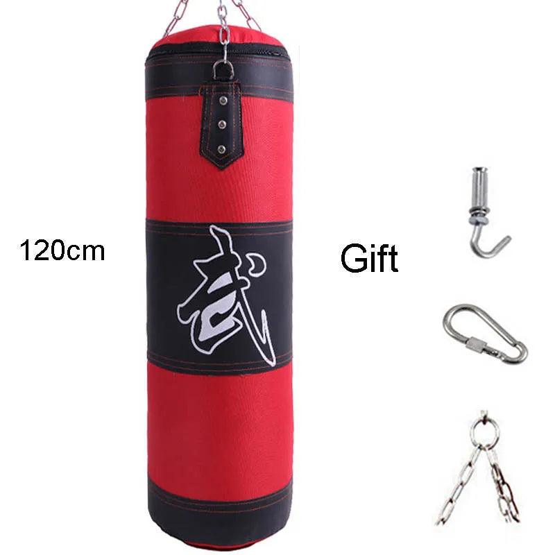 Saco de Boxeo con Cadena de Acero y Gancho — 100 y 120cm | MMA y Muay Thai