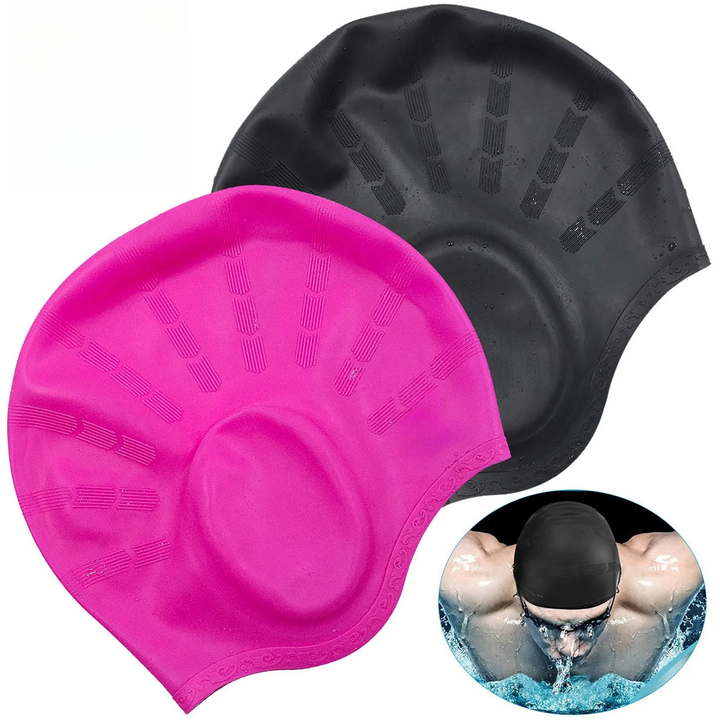 3D Silicone Swim Cap with Ear Protection
