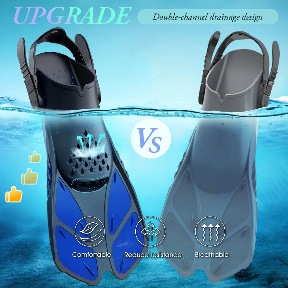 Aletas de Snorkel Ajustables — Silicona, Tacón Abierto, Adultos