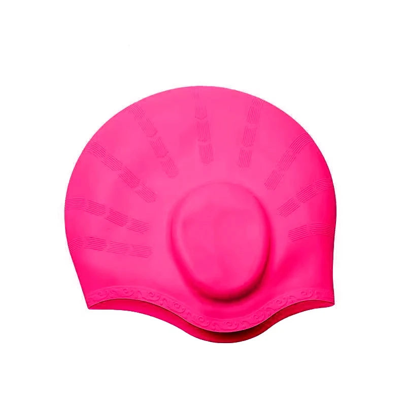 Gorro de Natación de Silicona con Protección de Oídos 3D