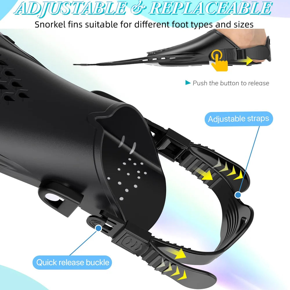 Aletas de Snorkel Ajustables — Silicona, Tacón Abierto, Adultos