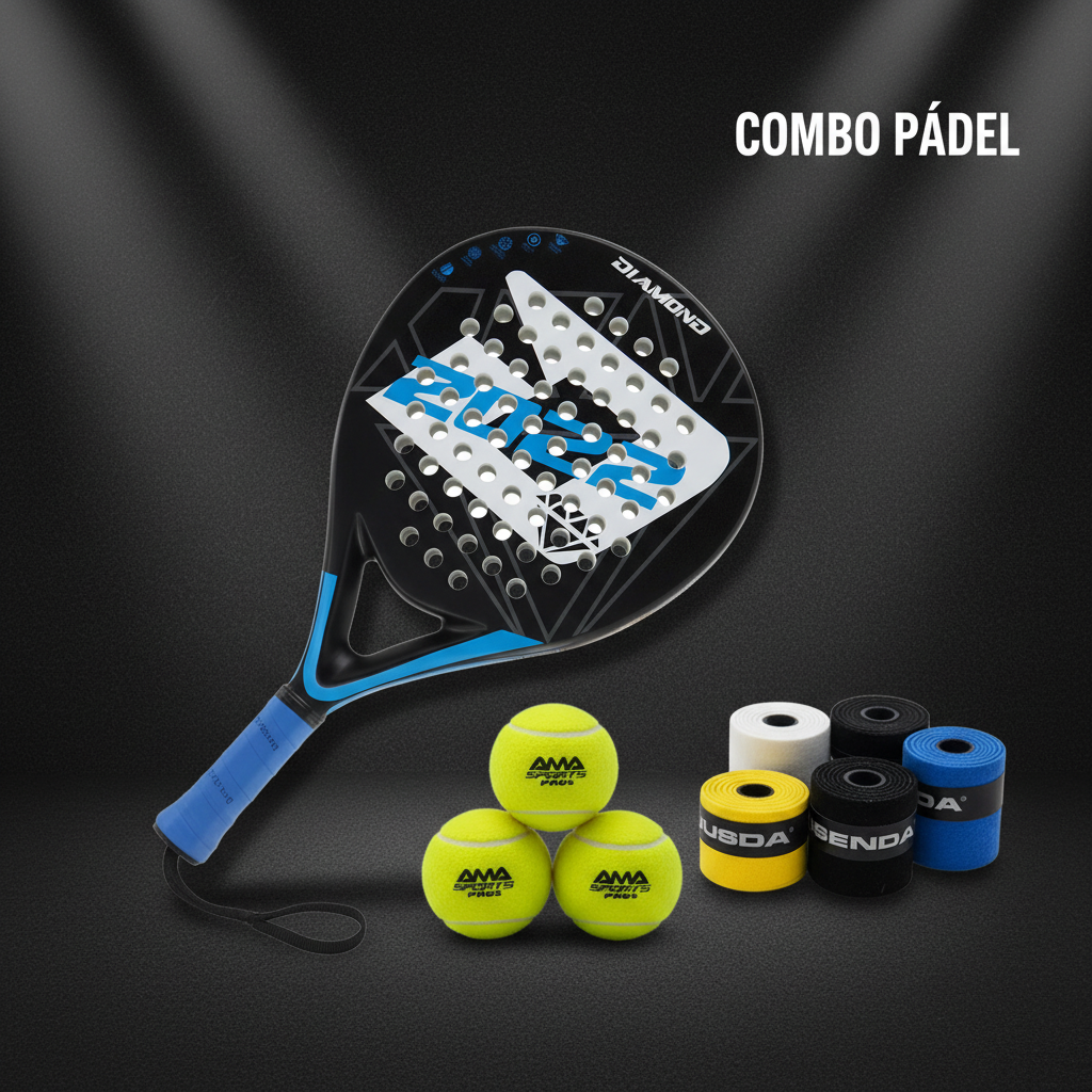 Combo Pádel Completo - Pala, Pelotas y Overgrips